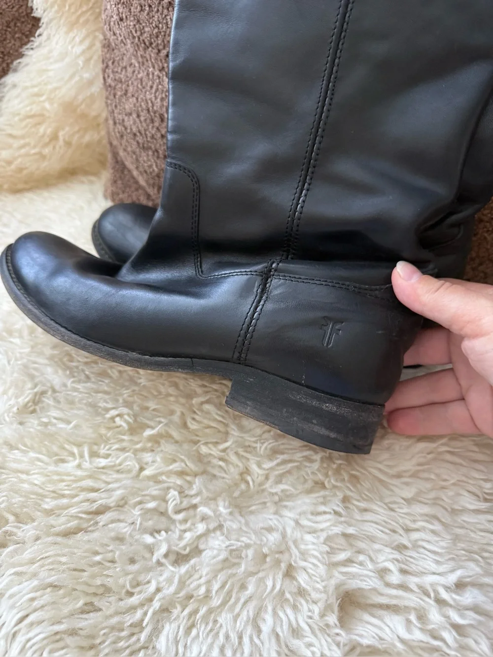 Frye Melissa Button riding boots in black leather
